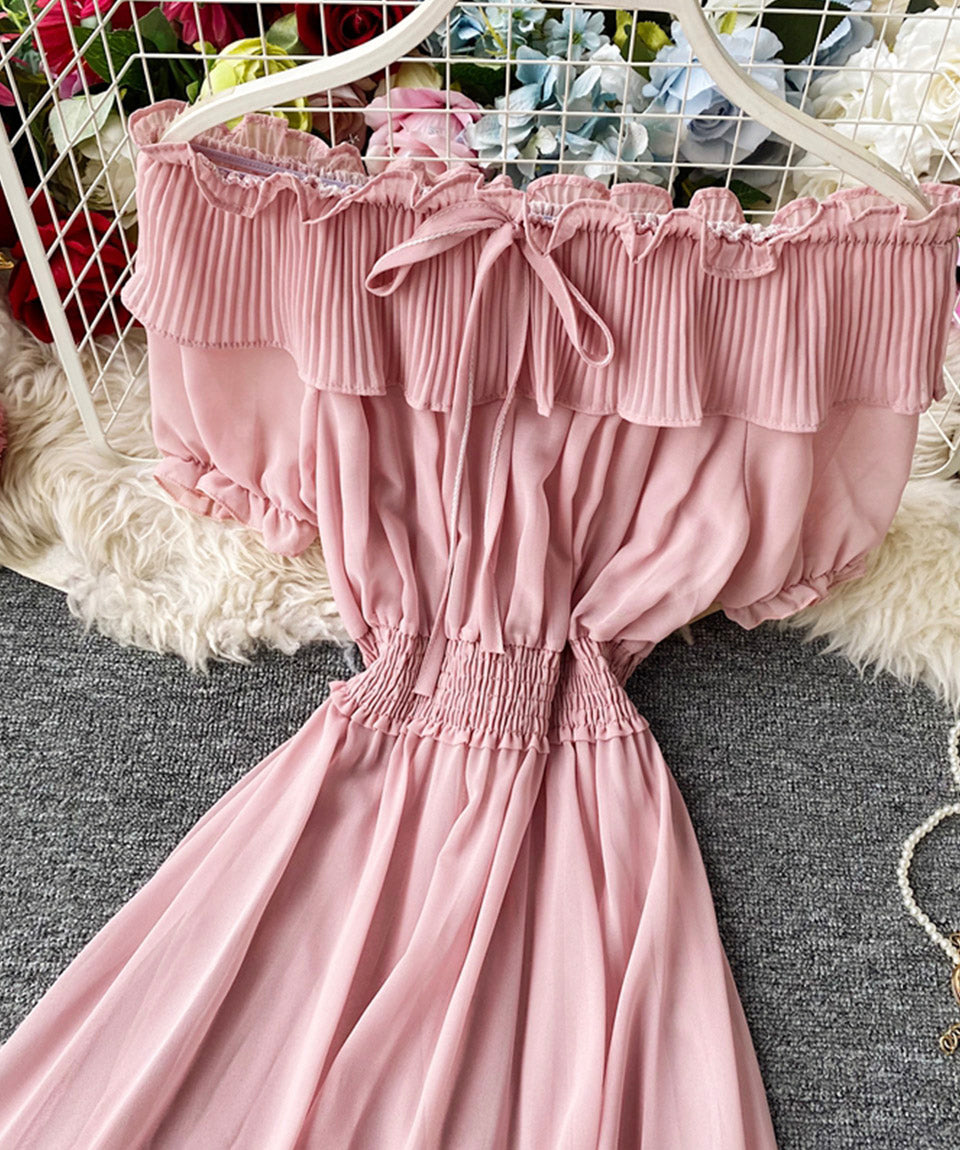 Cute chiffon strapless summer dress fashion dress  1114