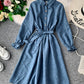 Robe mignonne à manches longues en ligne A, vêtements d'automne 1068
