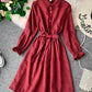 Robe mignonne à manches longues en ligne A, vêtements d'automne 1068
