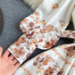 Retro print slim long sleeve dress  1031