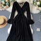 Stylish v neck long sleeve dress  1024