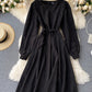 Retro round neck long sleeve dress  1020