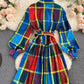 Amazing plaid long sleeve shirt dress fashion dress  1014