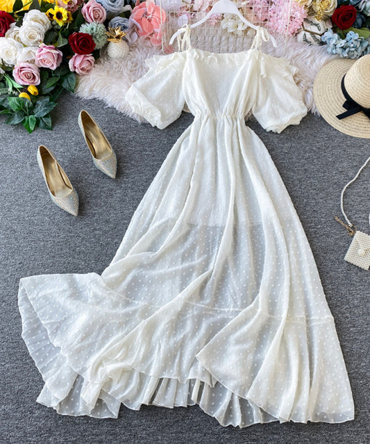 Robe trapèze blanche simple pour fille 1117 