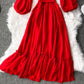Rot A-Linie Chiffonkleid Mode Mädchenkleid 1000