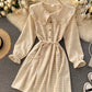 Jolie robe trapèze à carreaux à manches longues 1030