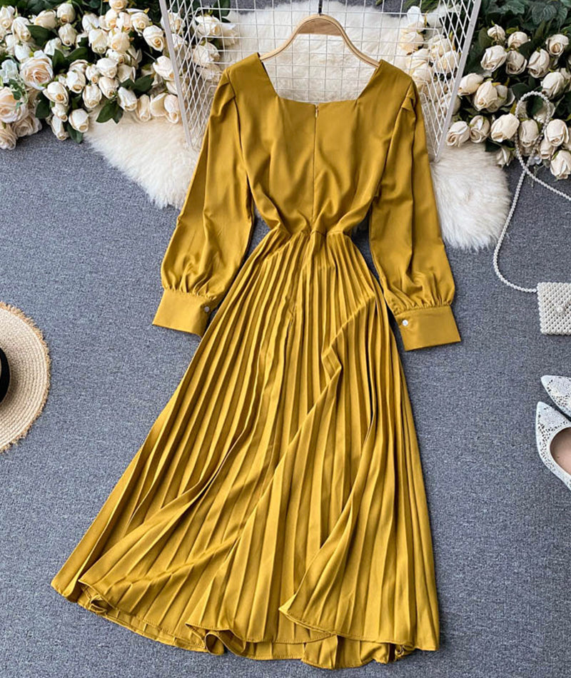 Simple A line long sleeve dress  997