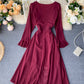 Stylish A line embroidery dress v neck chiffon dress  1016