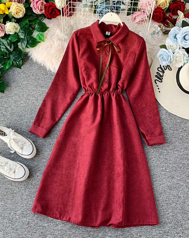Cute A line long sleeve dress autumn clothing  1069