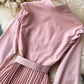 Sweet pink A line long sleeve dress  1046