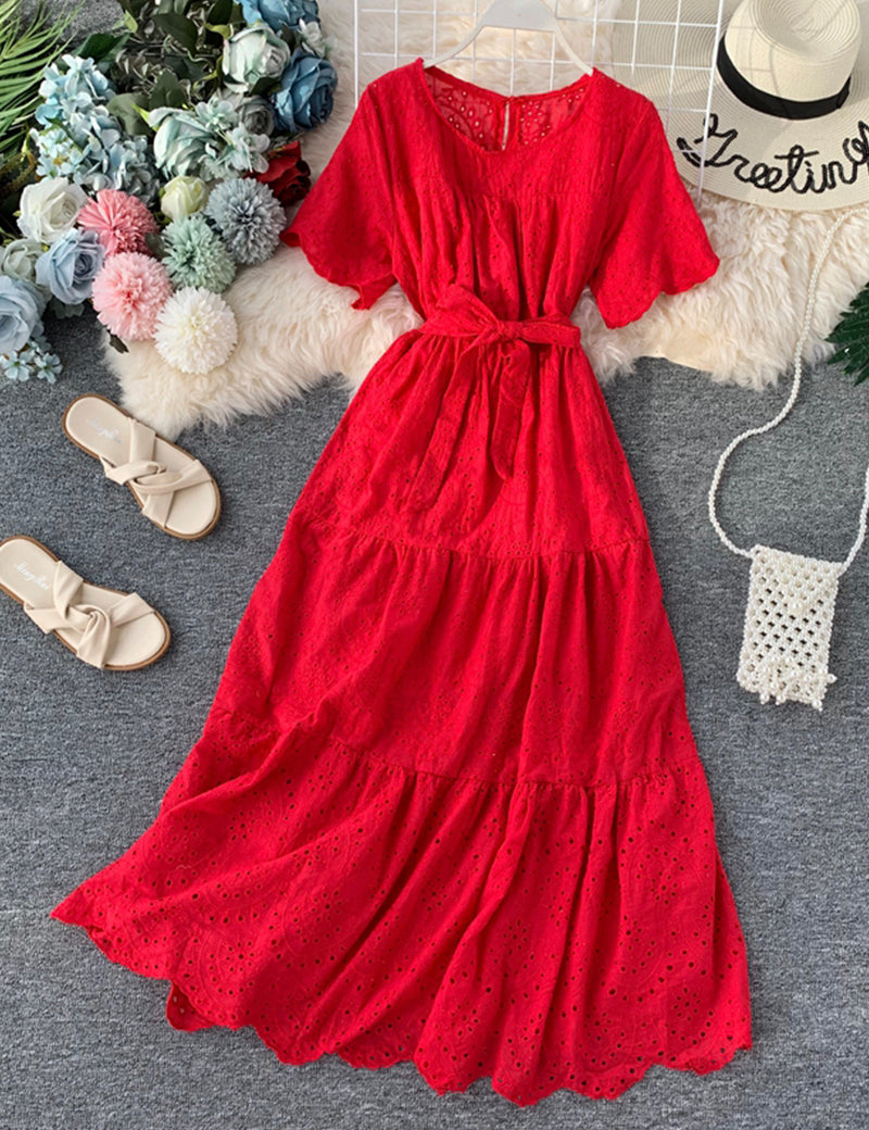 Lovely cutout short sleeve dress  1043