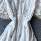 Cute loose white embroidery dress  1044