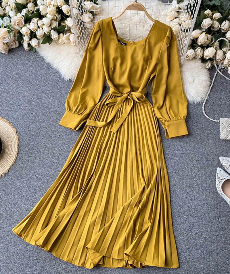 Simple A line long sleeve dress  997