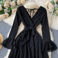 Stylish v neck long sleeve dress  1024