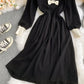 Black navy style knitted dress long sleeve dress  1010