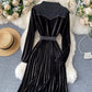 Elegant velvet long sleeve dress  1001