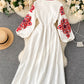 Loose embroidered dress long sleeve dress  1015