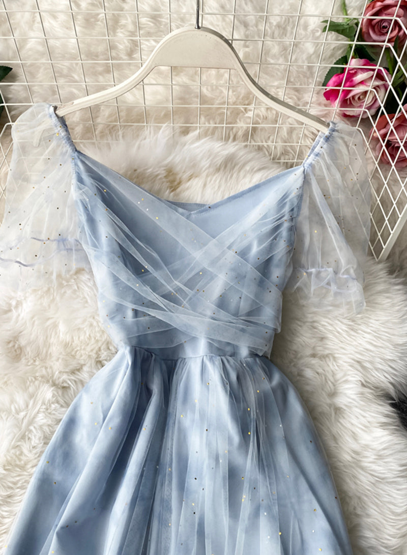 Robe courte d'été en tulle rose 1047