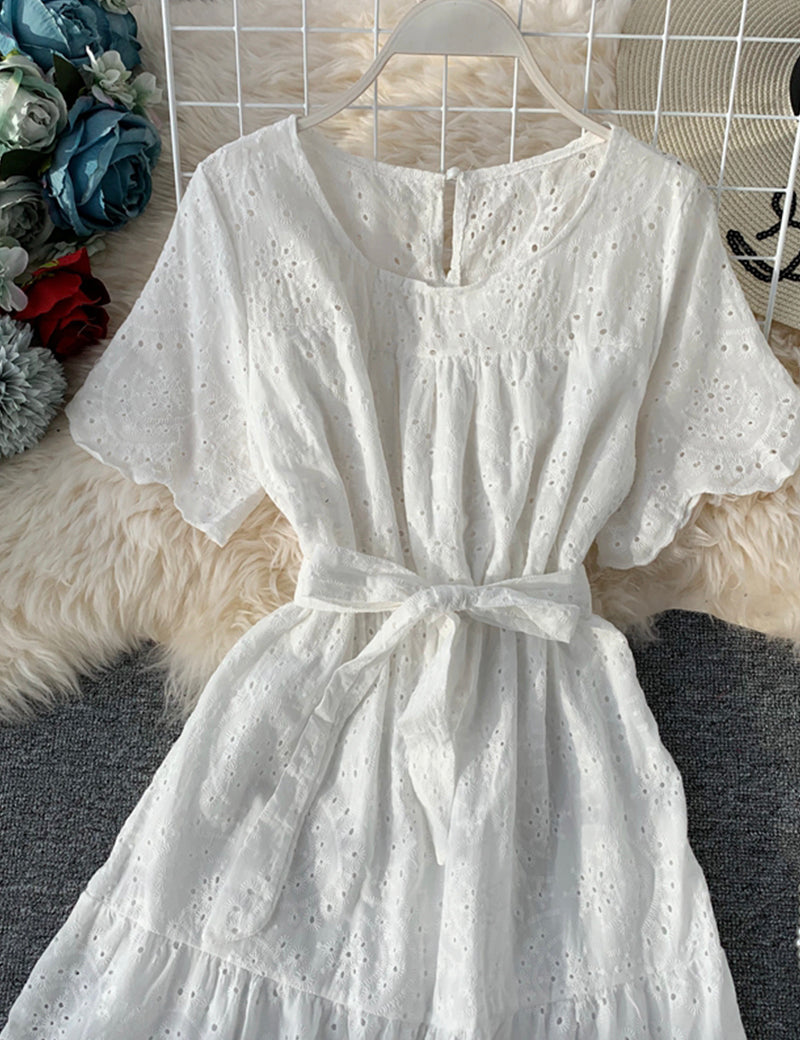 Lovely cutout short sleeve dress  1043