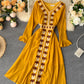 Stylish A line embroidery dress v neck chiffon dress  1016