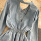 Stylish denim backless dress long sleeve dress  1019