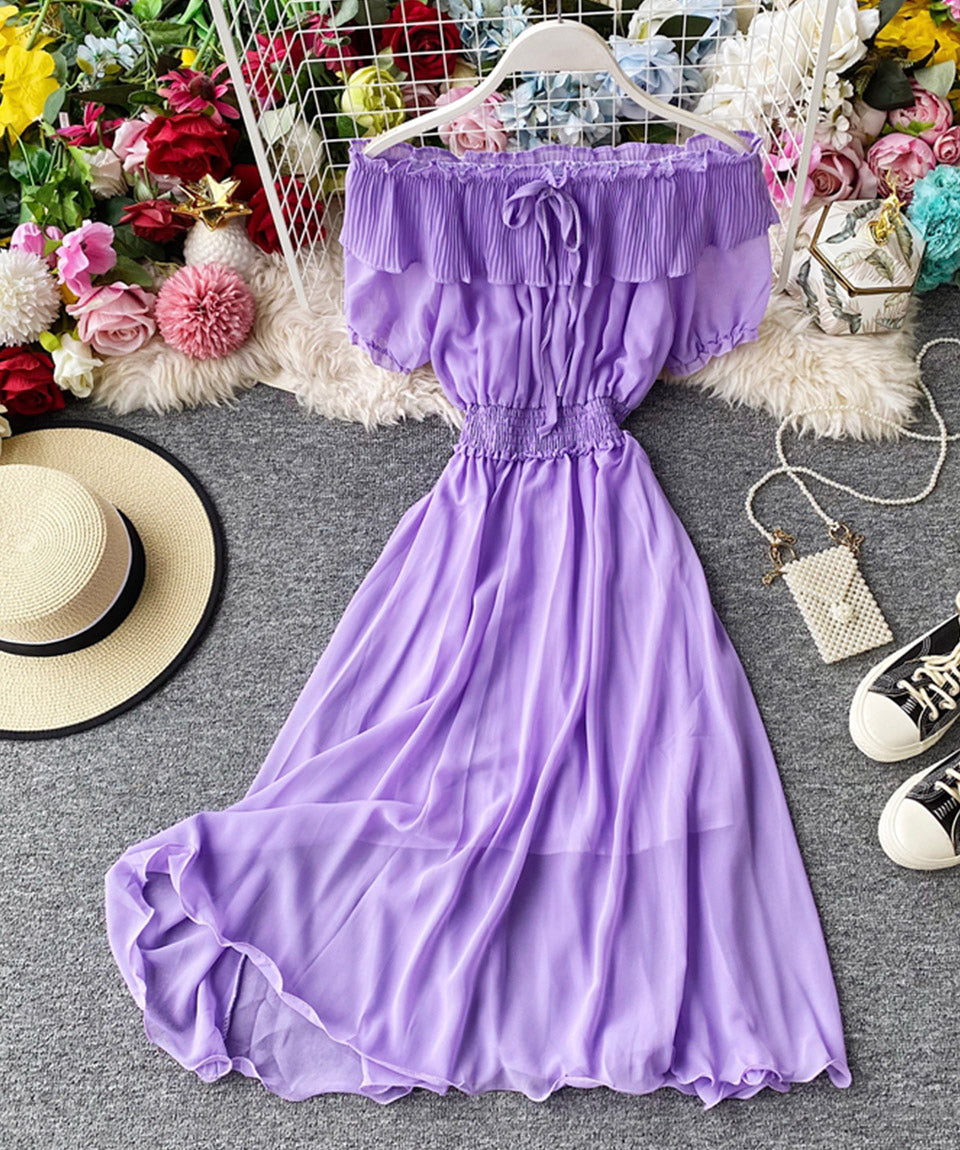 Cute chiffon strapless summer dress fashion dress  1114