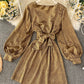 Simple v neck long sleeve short dress 990