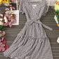 Jolie robe à carreaux Robe courte trapèze 1004