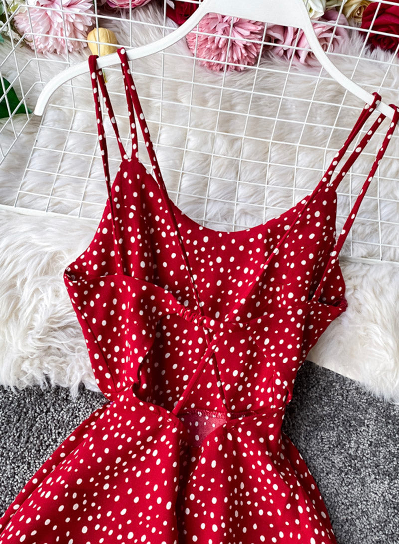 Cute A line polka dot dress summer dress  1105