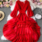 Rot A-Linie Chiffonkleid Mode Mädchenkleid 1000
