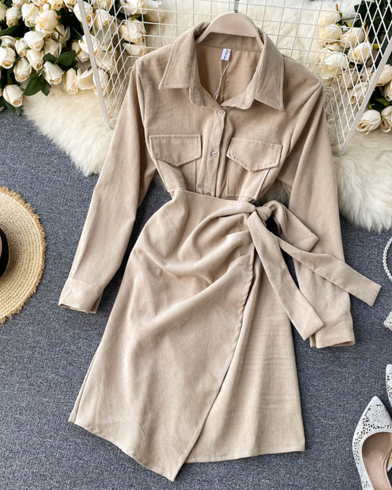 Einzigartig gestaltetes unregelmäßiges Kleid Damen Herbstkleid 1012
