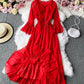 Rotes A-Linie Chiffonkleid Mode Mädchenkleid 1005