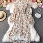 Cute A line printed long sleeve dress  985