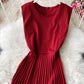 Cute A line round neck sleeveless midi dress  1029