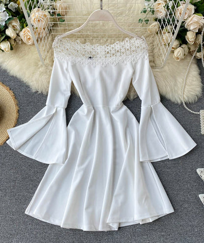 Fashionable A line dress flared sleeve dress  1037