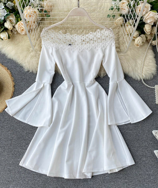 Modisches Kleid in A-Linie mit ausgestellten Ärmeln 1037 