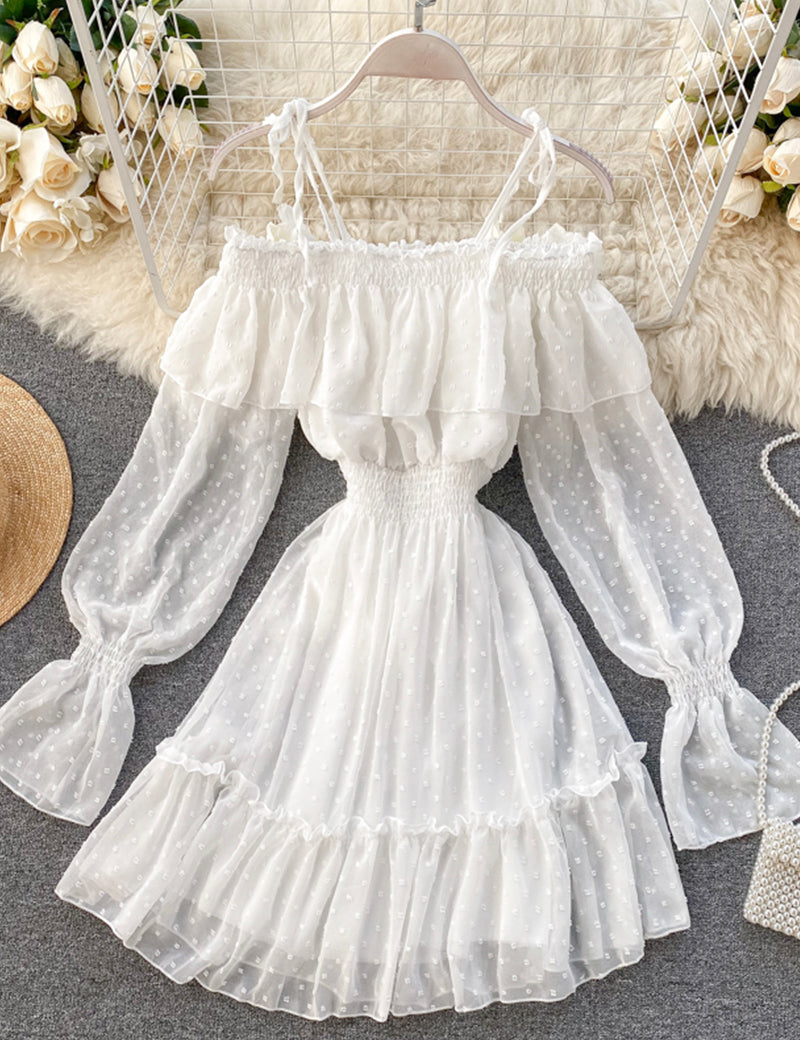 Lovely tulle long sleeve dress  1042