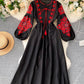 Loose embroidered dress long sleeve dress  1015