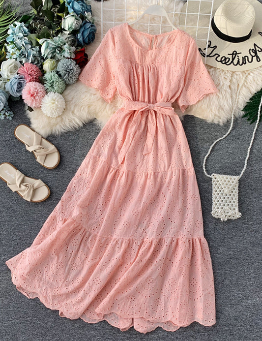 Lovely cutout short sleeve dress  1043