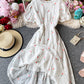 Cute loose white embroidery dress  1044