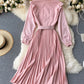 Sweet pink A line long sleeve dress  1046