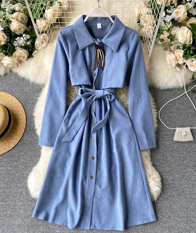 Cute A line long sleeve dress  1002