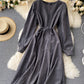 Retro round neck long sleeve dress  1020