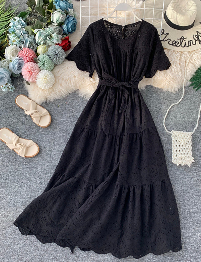 Lovely cutout short sleeve dress  1043