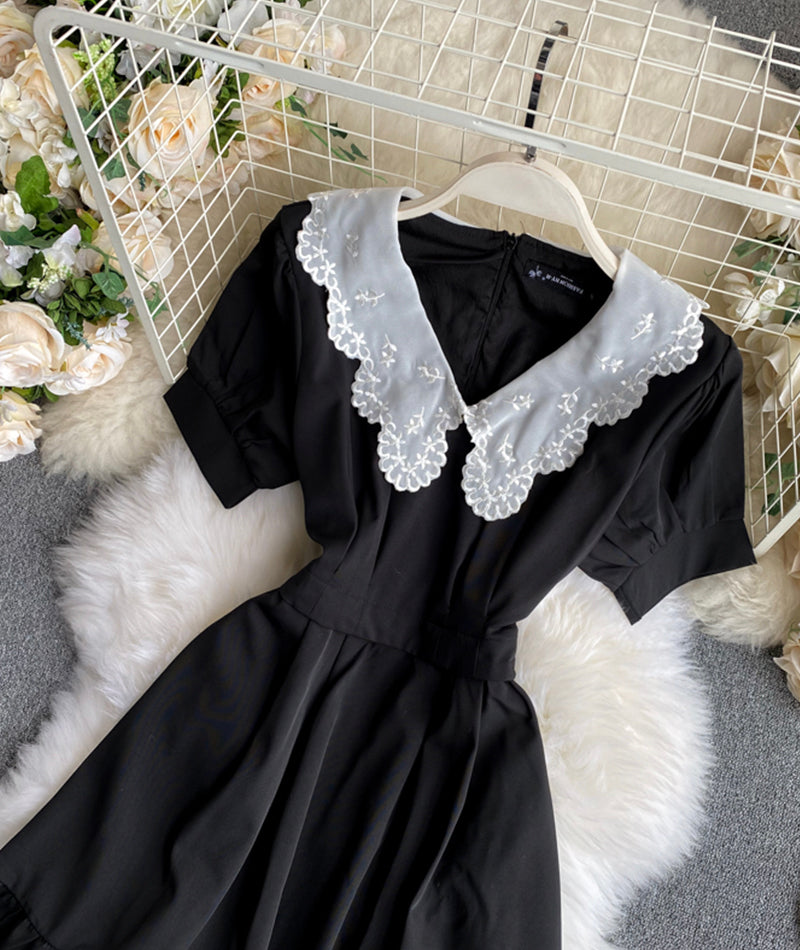Black A line short dress fashion dress  977