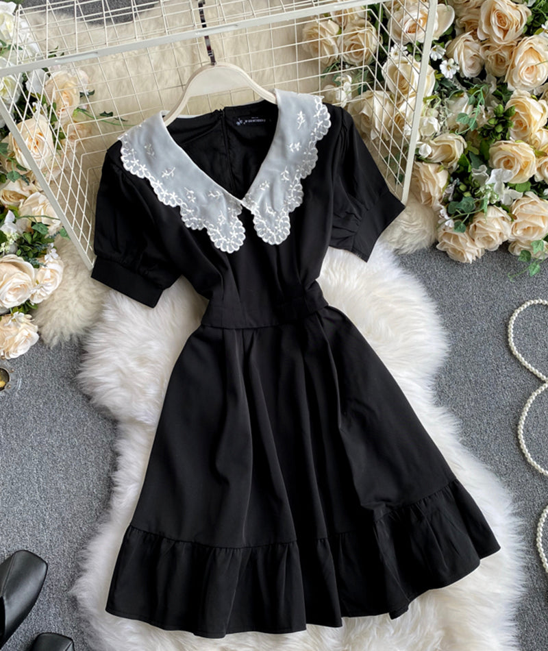 Black A line short dress fashion dress  977