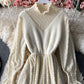 Apricot long sleeve lace dress  957