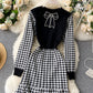 Fashionable stitching long sleeve dress  973