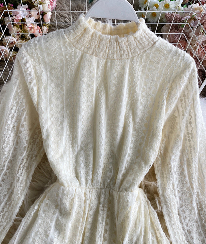 Cute lace long sleeve dress lace dress  974