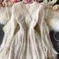 Elegant v neck lace long sleeve dress  966